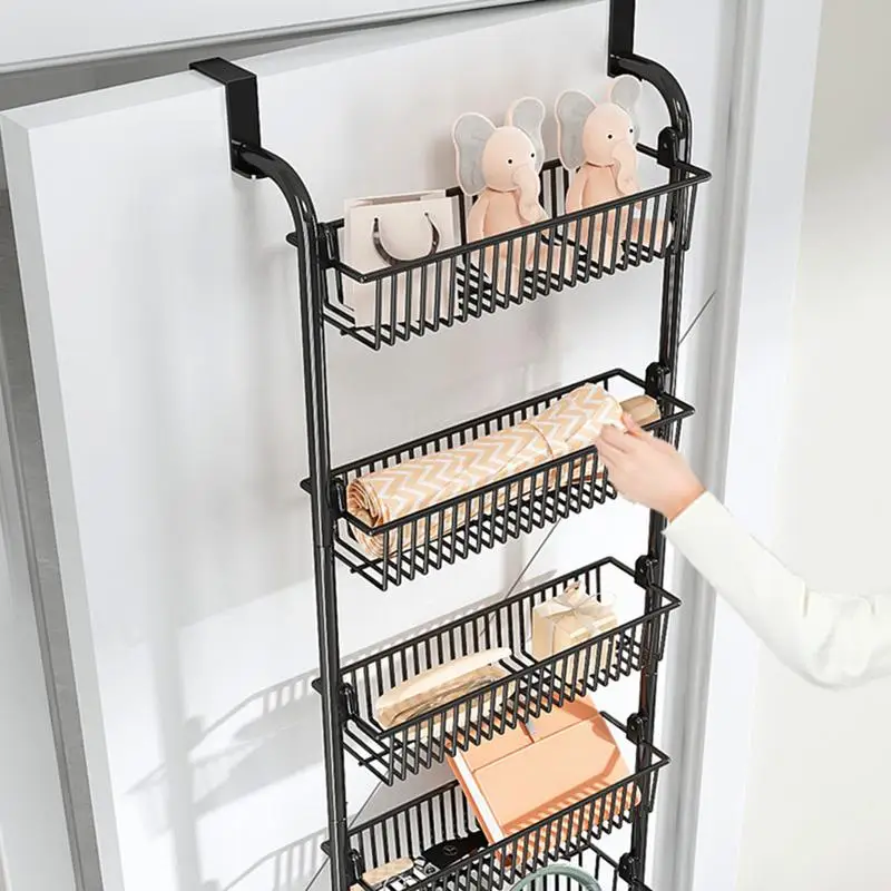 Imagem -03 - Montado na Parede Organizador Rack Bolsa de Armazenamento Pendurado Organização da Porta sobre a Porta Multi-camada Broca Livre Spices Rack