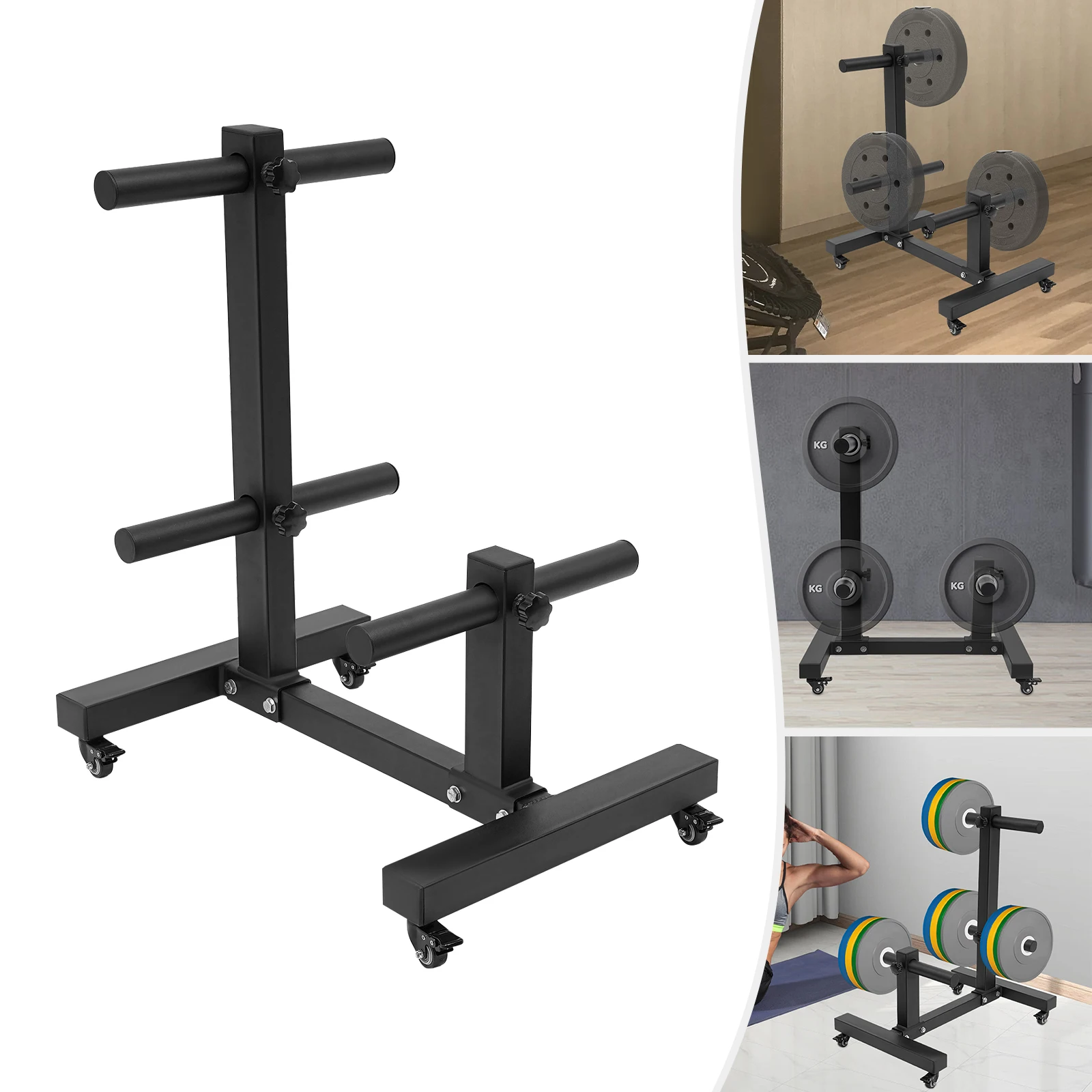 Double-Post Dumbbell Plate Rack, Adjustable Dumbbell Rack Tree Weight Plate Shelf Q235A Steel 500kg Load for Storing Dumbbell in Homes, Hotels, Gyms