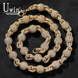 UWIN 10mm Ball Bead Chain Necklace Full Iced Out CZ Link Cubic Zircon Fashion Luxurious Choker HipHop Jewelry
