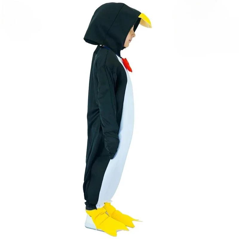 زي Penguin التنكري لجميع القديسين بذلة على شكل حيوانات لكامل الجسم للفتيات والأولاد وحفلات الهالوين وعروض المسرح المدرسية