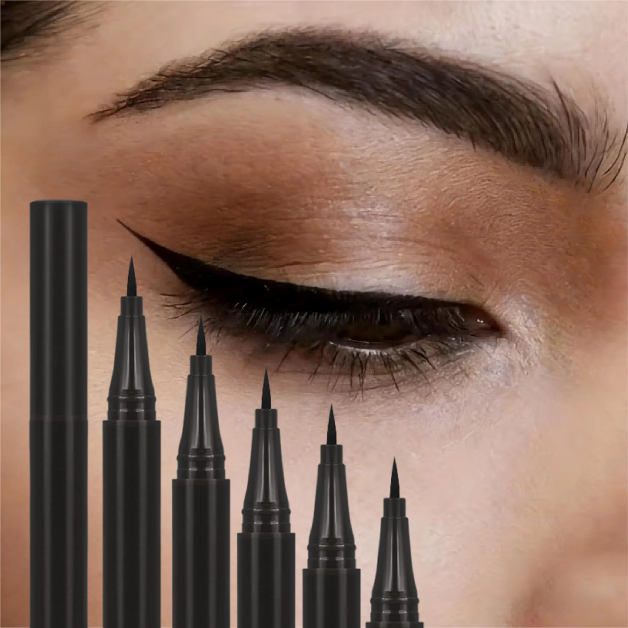 5 Stück langanhaltender, wasserfester flüssiger Eyeliner – Tiefschwarz/Braun, vegane Formel, wischfest, schafft mühelos einen makellosen Look