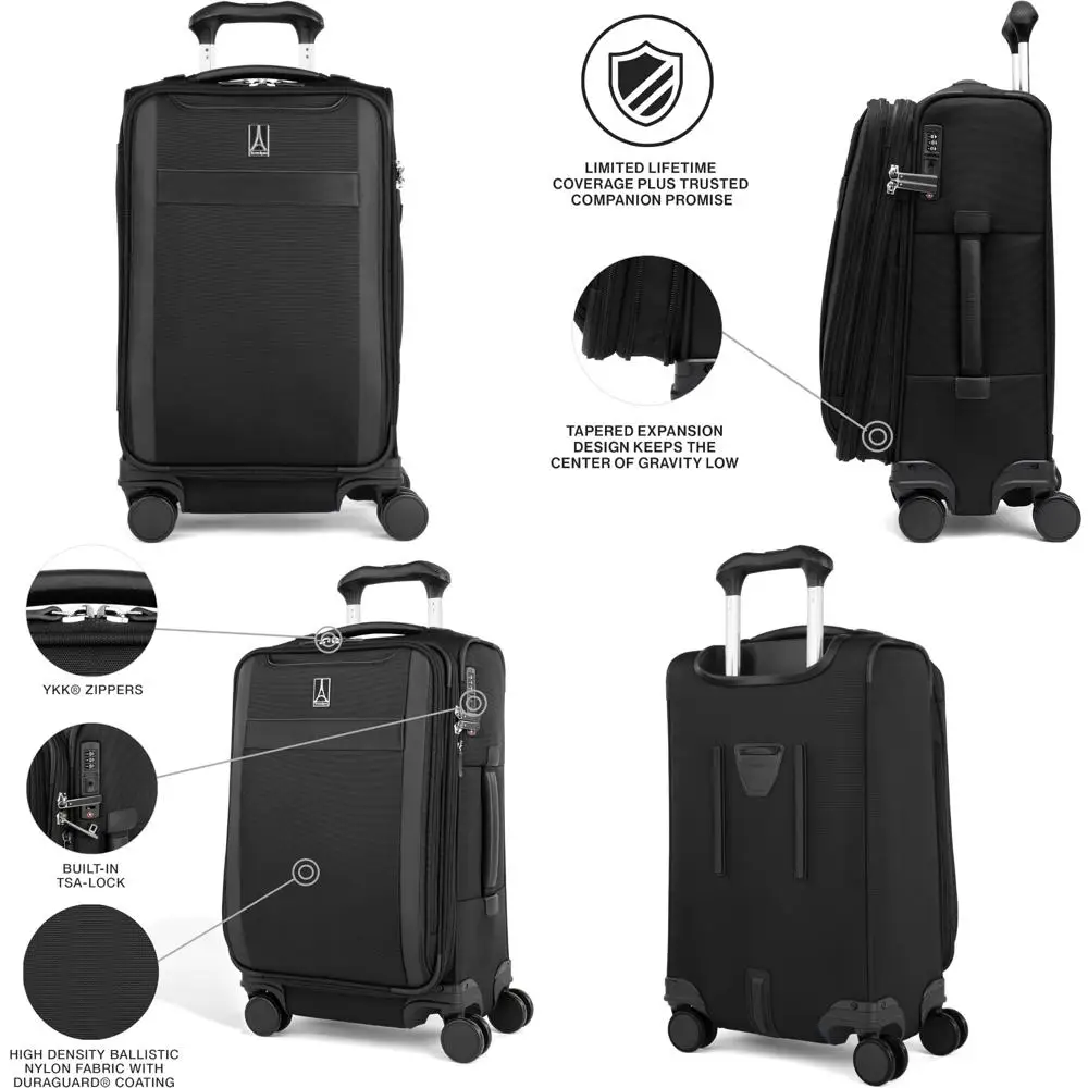 Equipaje de mano giratorio expandible ligero 8 maletas TSA Lock unisex para viajes de 21 pulgadas