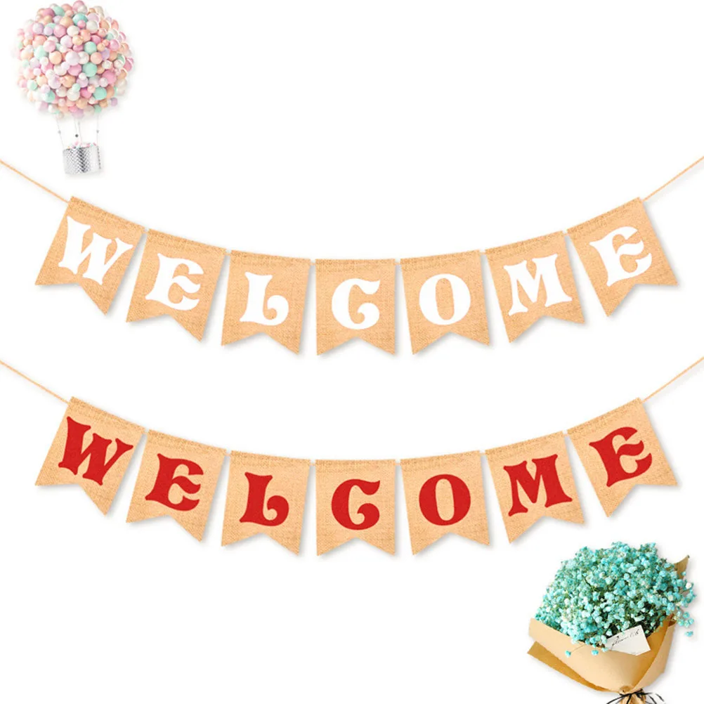 رسالة راية أعلام 5 "عرض × 6.7" H الخيش الرايات للحزب ترحيب ديكور عيد الميلاد الزفاف عطلة جارلاند الديكور #3