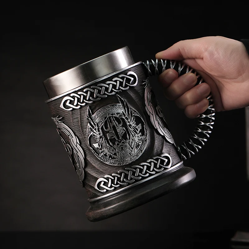

Retro Nordic Mythological Odin Beer Mug Creative Personalized Water Cup Stainl Steel 40mL-500mL Capaci New Product