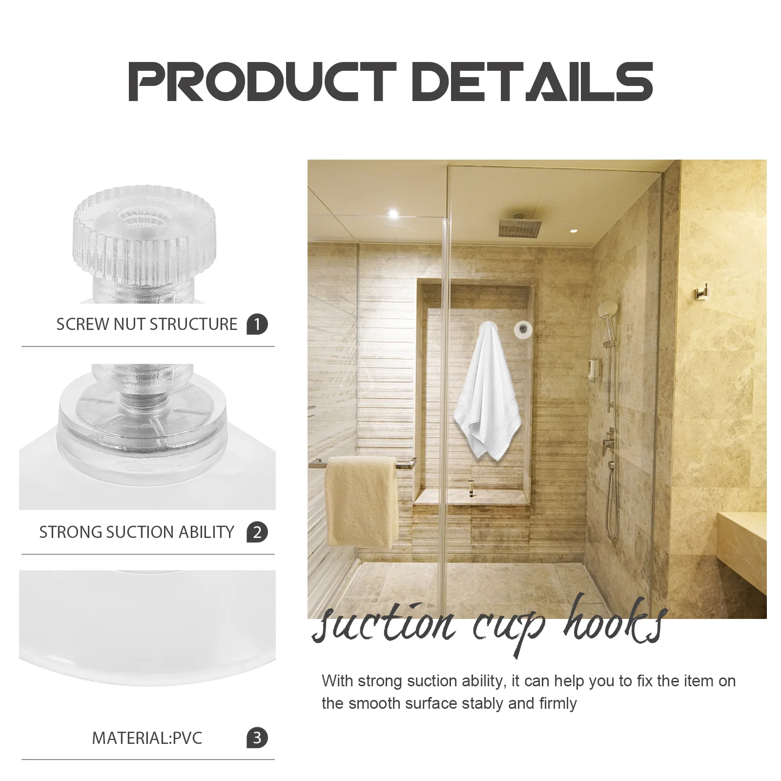 Multi-purpose for Home Use Suction Hooks Cup Hangers Cups with Screws Clear Threaded Holder