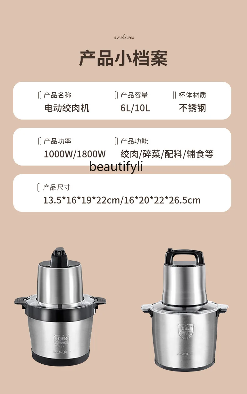 เครื่องบดเนื้อสแตนเลสเกรดอาหารมัลติฟังก์ชั่นเชิงพาณิชย์
