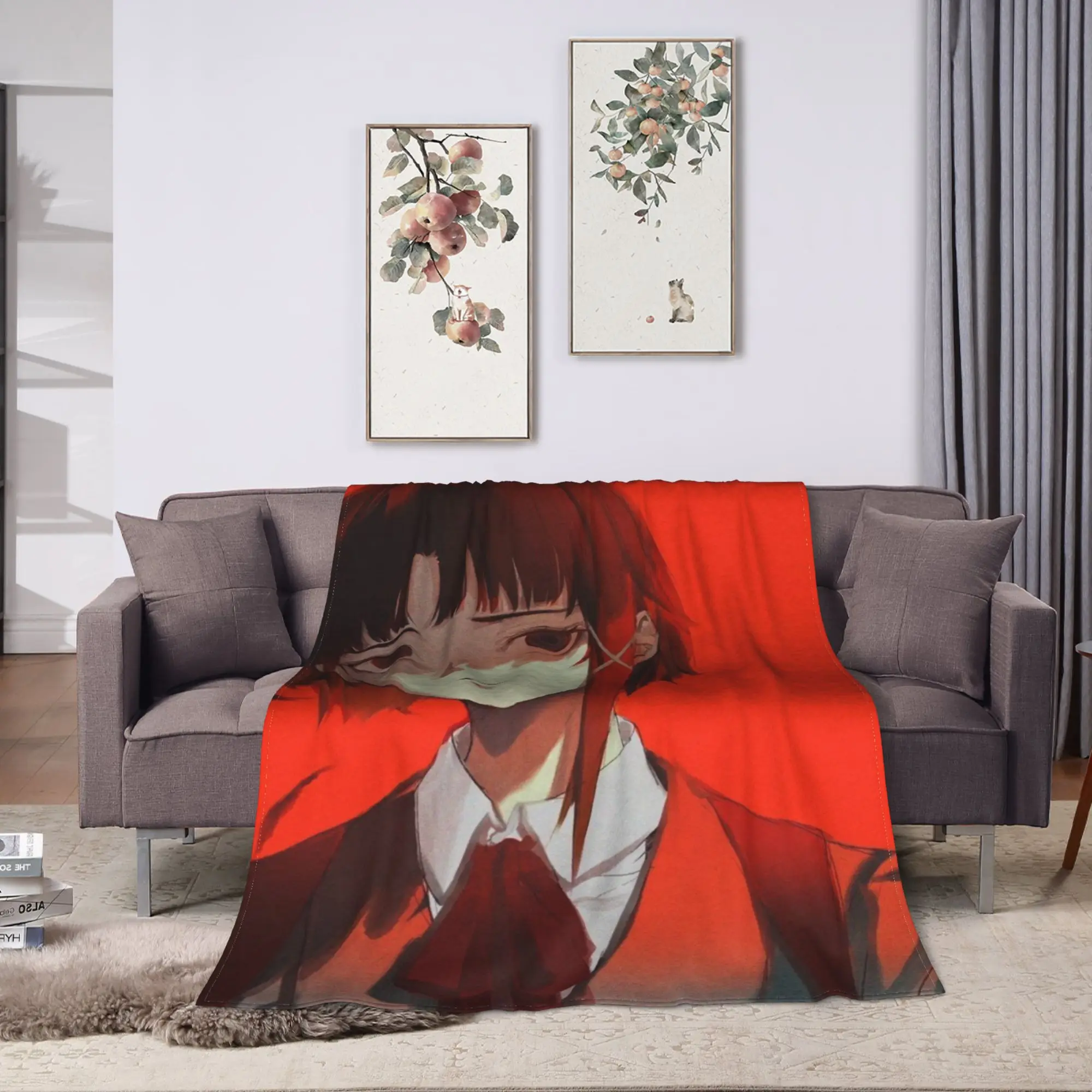 Soft Warm BlanketChild Travel Anime Serial Experiments Lain Throw Blanket  Flannel Bedspread Aesthetic Sofa Bed Cover