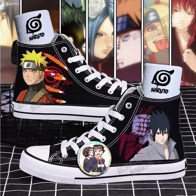 

Новые кеды унисекс 2026 года «Наруто»: высокие аниме-кроссовки с граффити, нескользящие, с изображением Учихи Саске, идеальный подарок на праздник