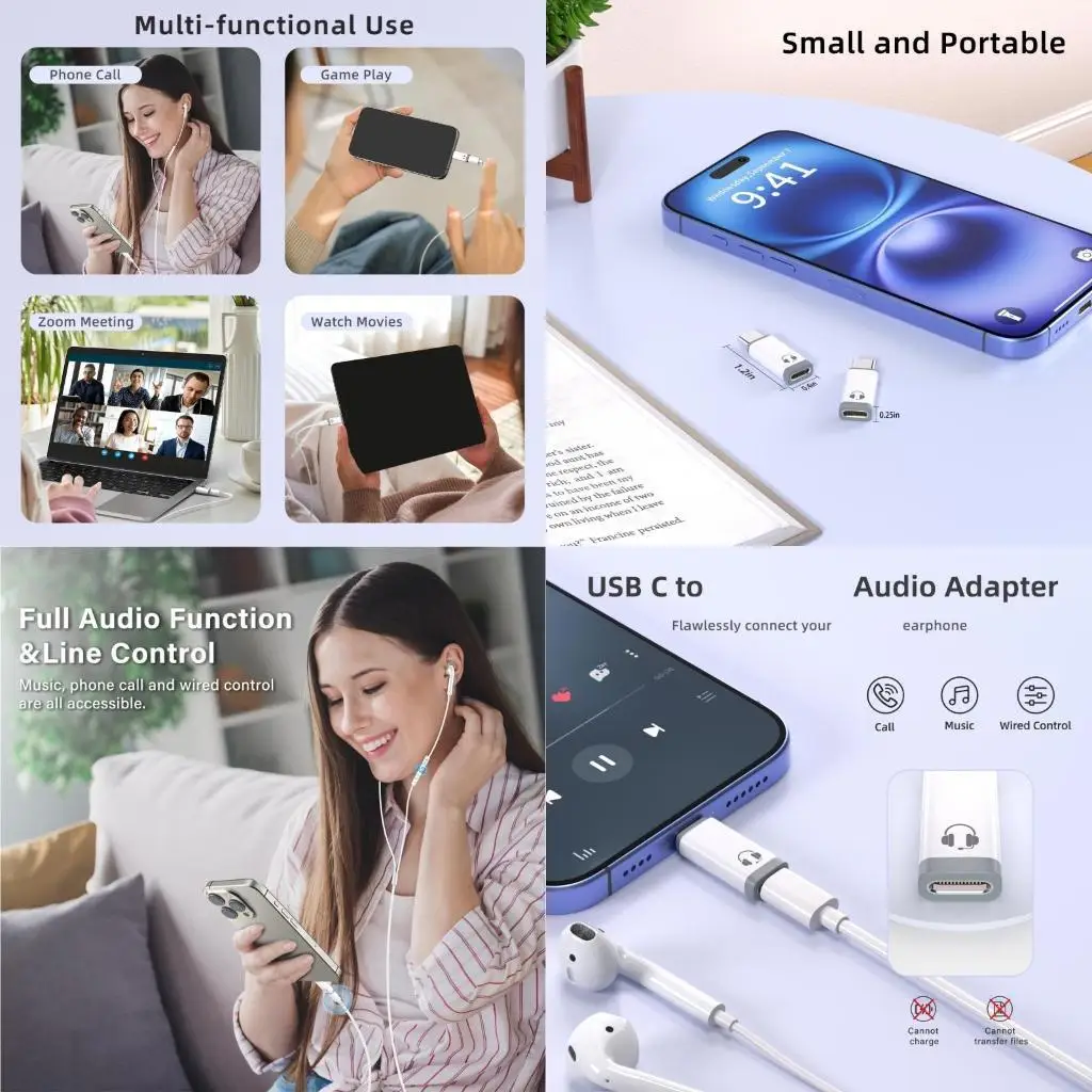 

Y5JB Connector To Type C Sound Adapter Microphones Support Adapter for Phone 15/1
