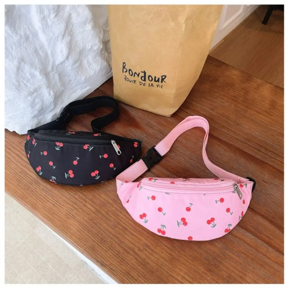 Portable Polyester Cherry Crossbody Bag Cartoon Cherry Waist Pack Shoulder Pouch Women