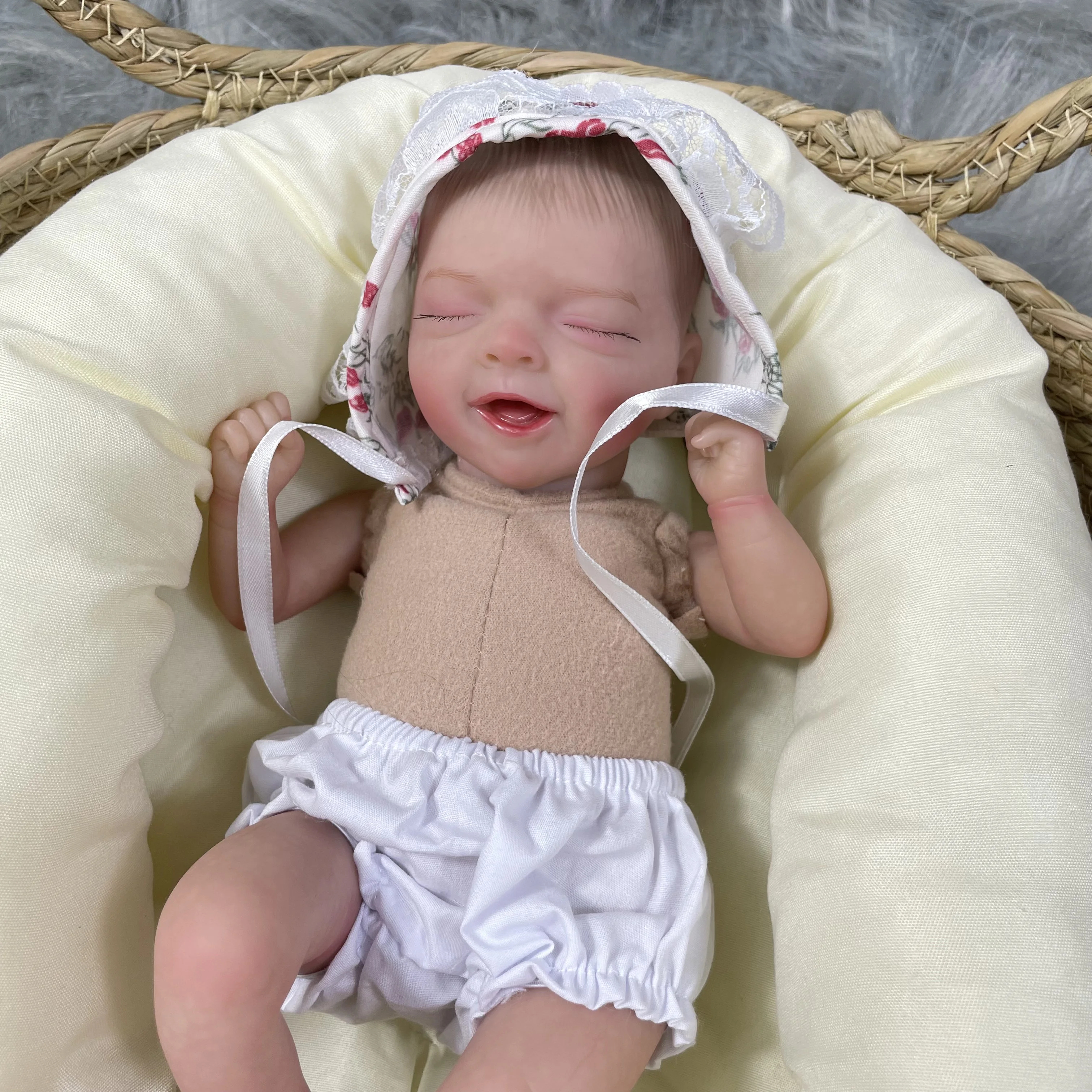 30cm Mini wieder geborene Baby puppen Salia Lächeln Palme Puppe weichen Stoff Körper 3d Haut sichtbare Adern Sammler kunst Puppe Geschenk für Mädchen