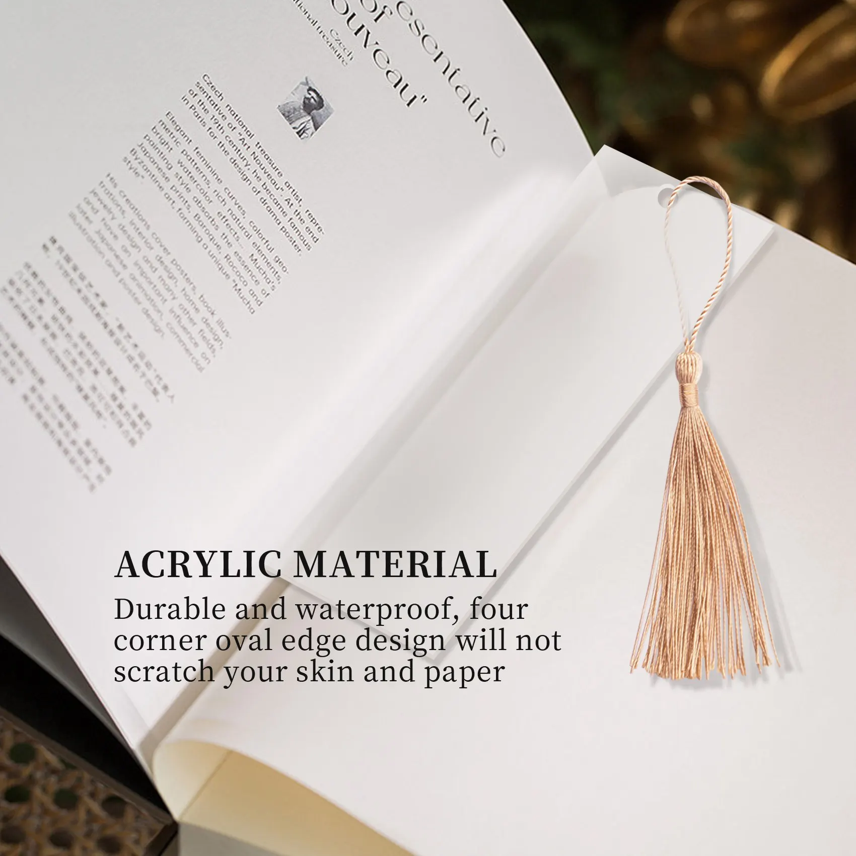 OK 40 PCS Acrylic Bookmark Blank Clear DIY Unfinished Mini Book Markers with Colorful Tassels for DIY Craft Ornaments
