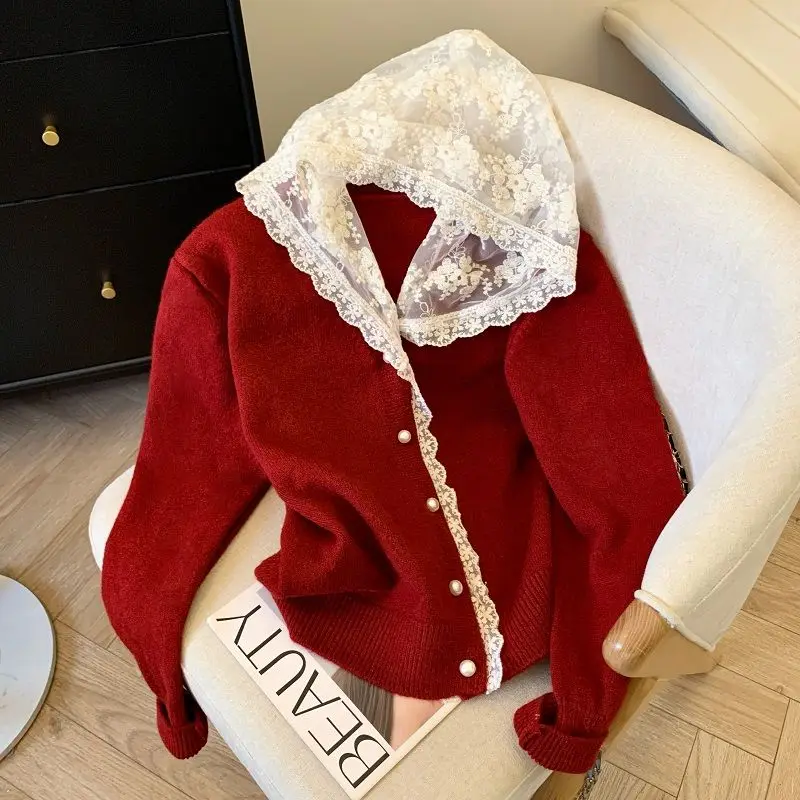 

Hooded knitted cardigan sweater jacket, women's high-end design, niche and lazy style, super beautiful and gentle top