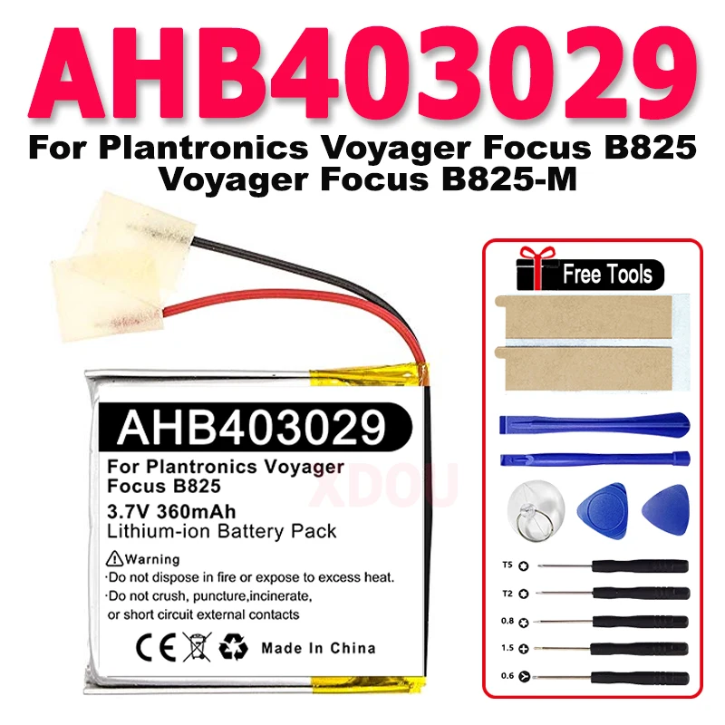 

New 3.7V 360mAh AHB403029 Battery for Plantronics Voyager Focus B825, Voyager Focus B825-M+FREE TOOLS