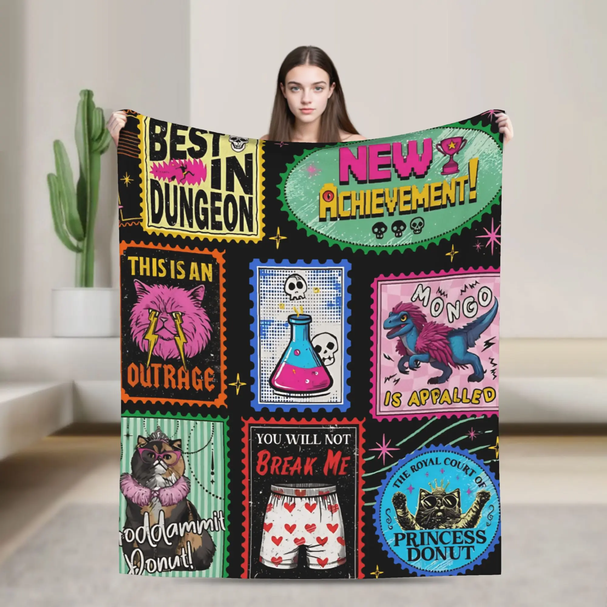 Donut Cat Dungeon Crawler Carl Plush Blankets Children  Flannel Bedding Throws For Bedroom Soft Warm  Quality Bedspread Gift
