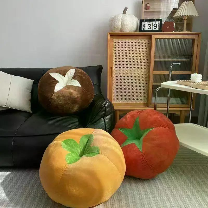 Soft Plush Thick Filling Floor Cushions Mushroom Tomato Persimmon Shaped for Home Decor Living Room Seating