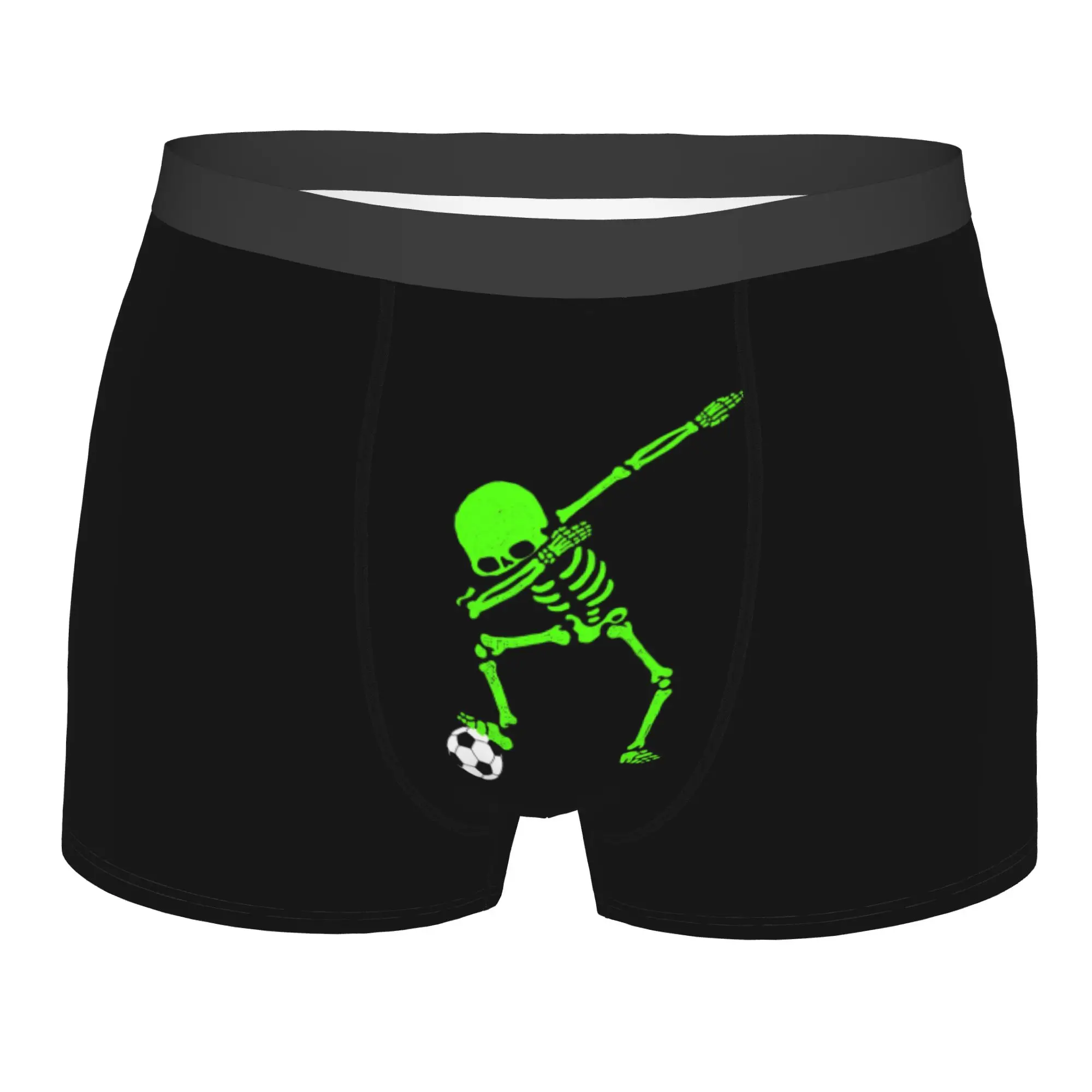 Customized Halloween Dabbing Skeleton Football Boxer Shorts For Men 3D Print Soccer Ball Underwear Panties Briefs Stretch