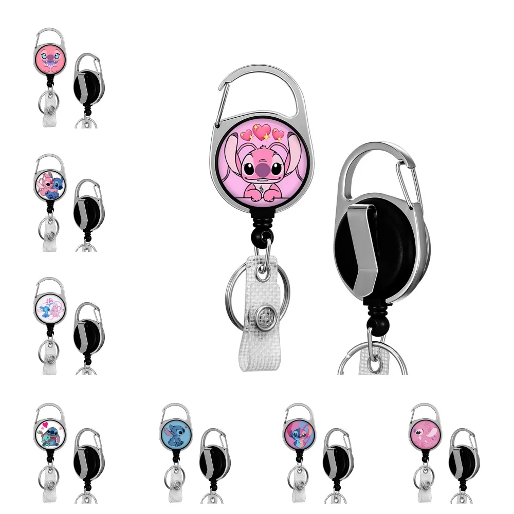 

Potdemiel Stitch Angel Cartoon Key lanyard Keychain Meal Card Bus Card Holder Access Control IC Campus Easy to pull buckle Pack
