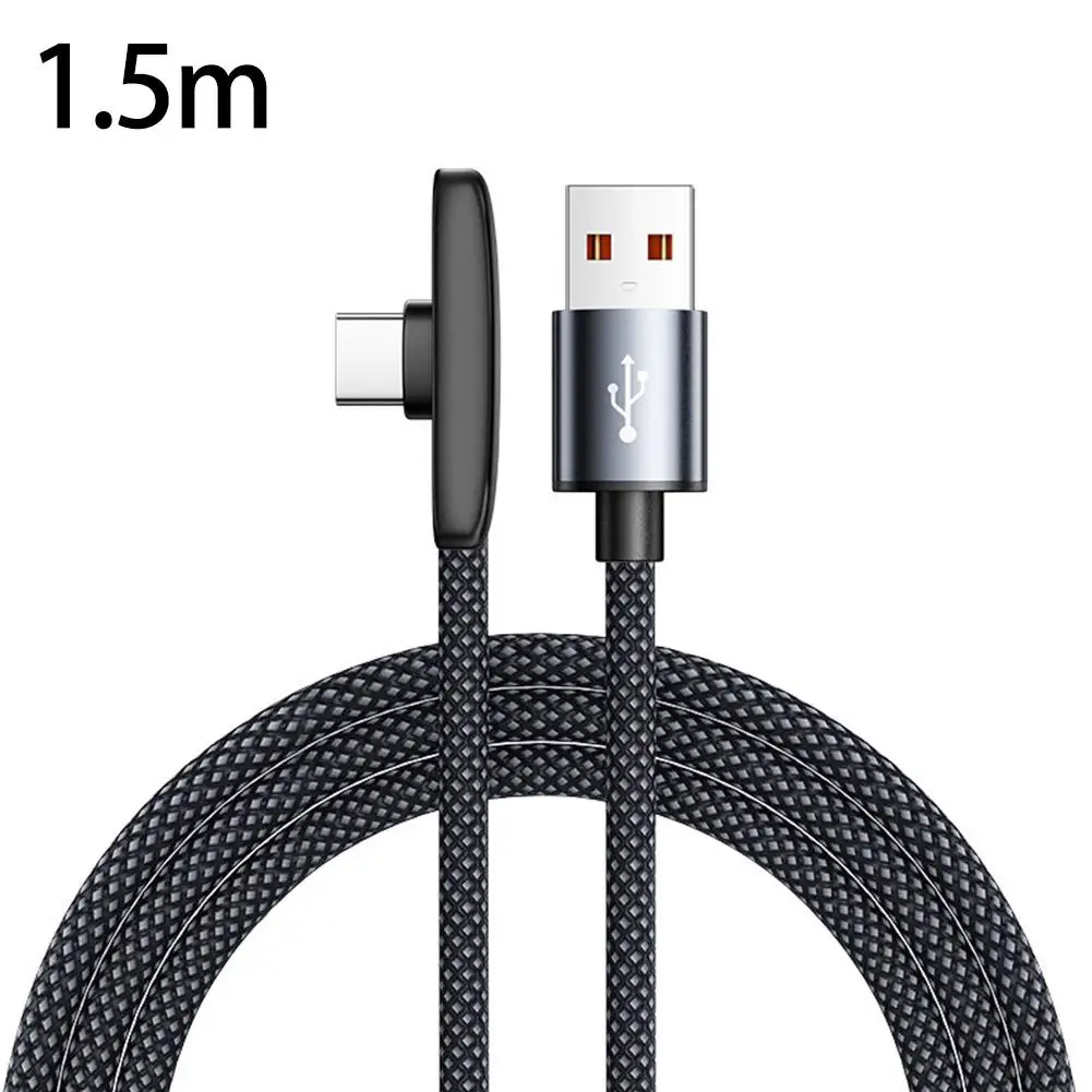 Typ-C-Ladekabel, 90-Grad-Winkel, geflochtenes Kabel, 100 W, superschnelles Laden, verschleißfestes Datenkabel für mobiles Gaming