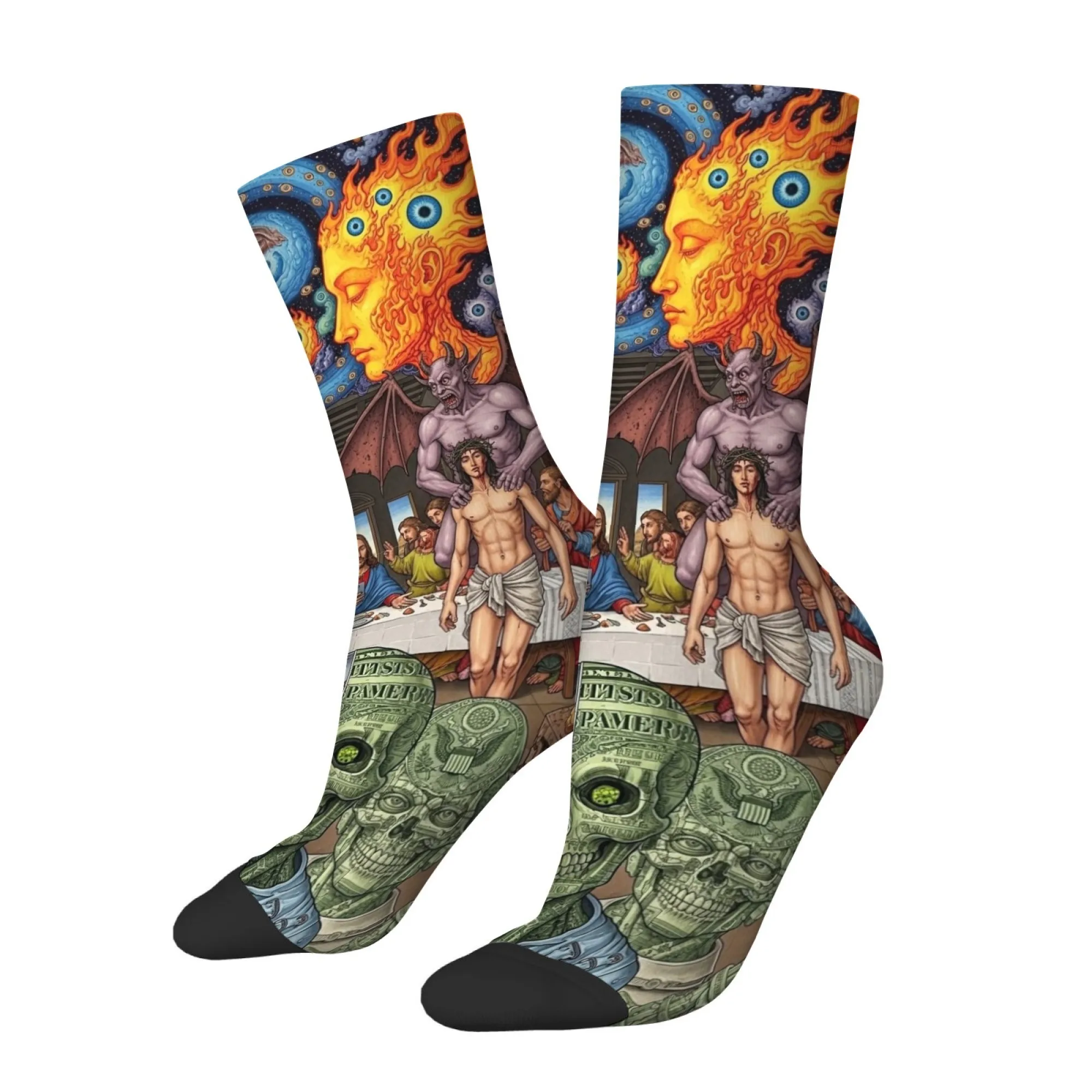 Dark Art Surrealism Socks Soft Comfortable Skin-friendly Men's Socks Outdoor Sports Fitness Socks Crazy Novel Compression Socks