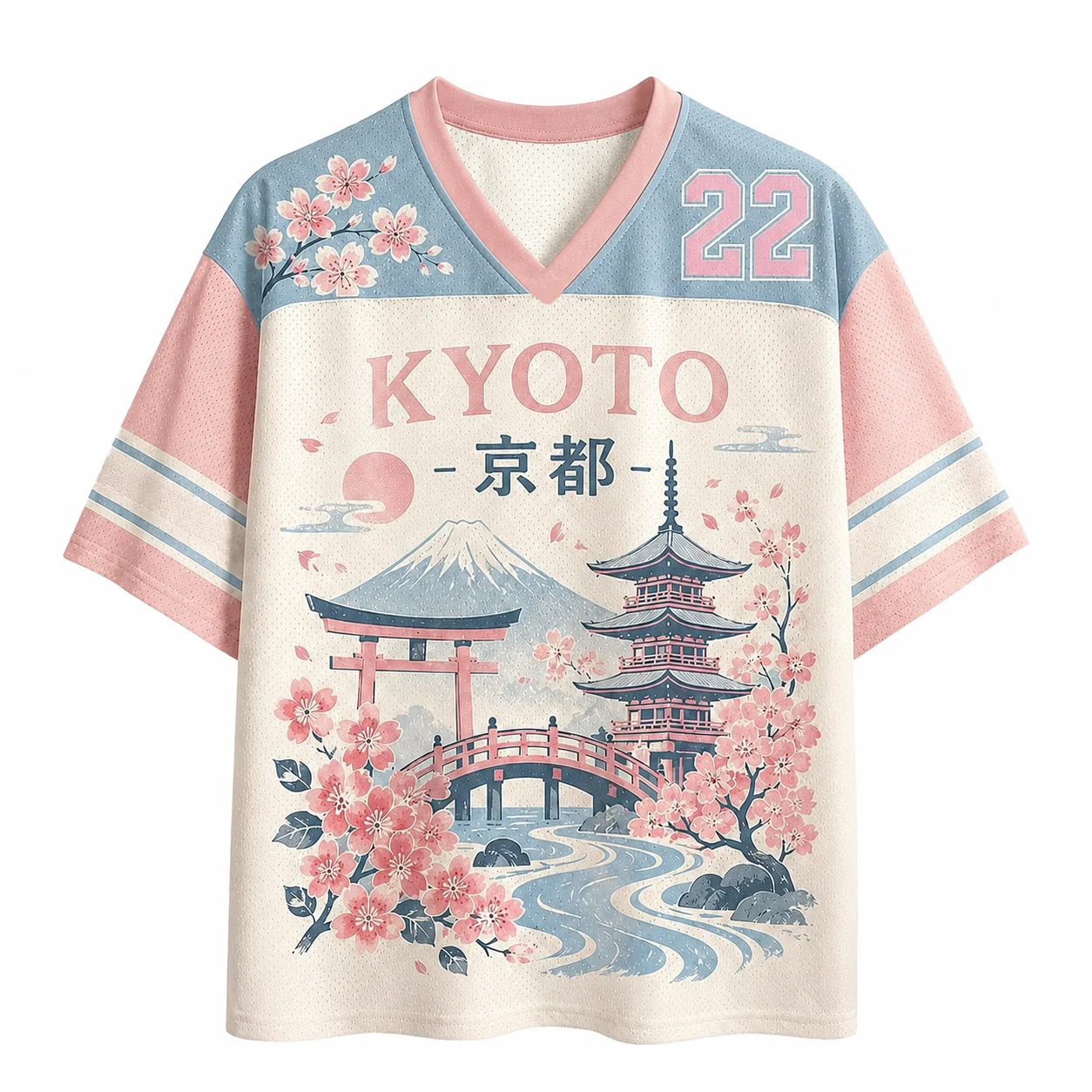 2026 Summer Fashion Japanese Kyoto Cherry Blossom 3D Printing Quick Drying Outdoor Street Style Parent Child T-shirt Large Size