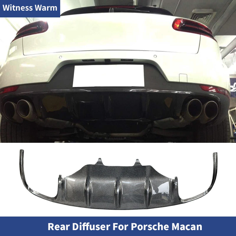 For Porsche Macan Spoiler Carbon Fiber Rear Bumper Exhaust Diffuser Lip 2014 2015 2016 2017 2018 car body kit