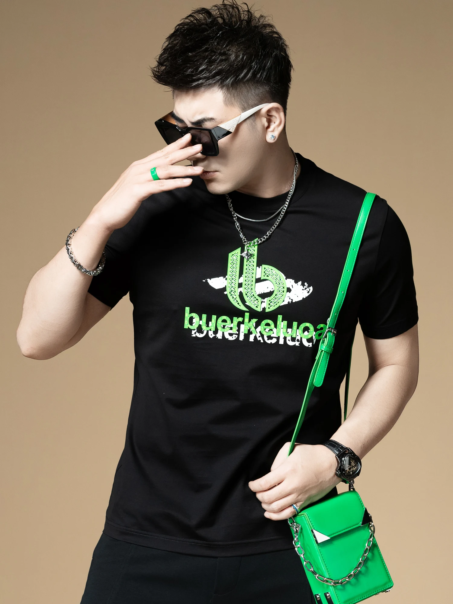 

ort Sve 2026 New Men's T-irt Summer Trendy Casual Top f Sve Body Tee Summer Faionable Youth Slim Fit Cotton Po...