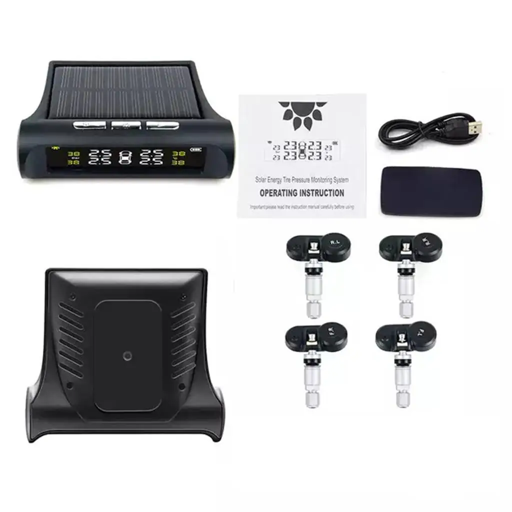 Magideal RV Car TPMS Sistema de monitoramento de alarme de pressão dos pneus movido a energia solar externo