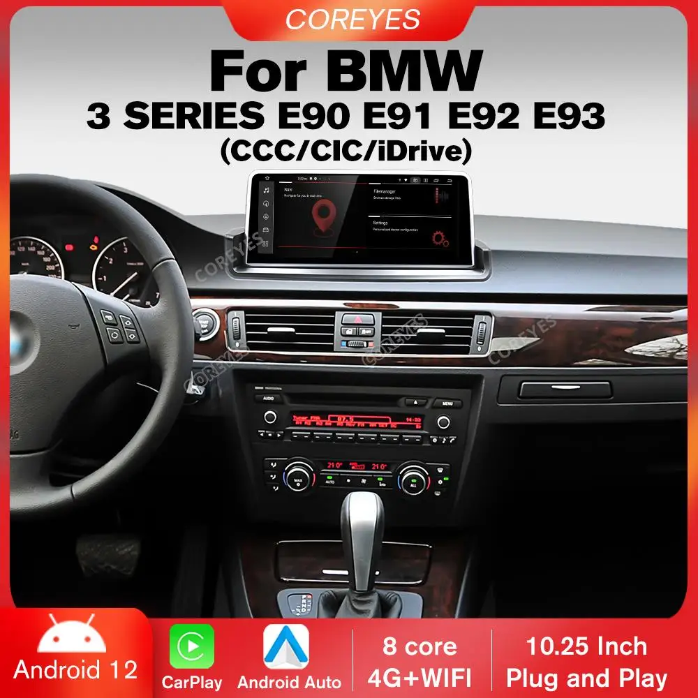 

COREYES 10.25'' Carplay For BMW 3 Series E90 E91 E92 E93 2005-2012 CCC CIC System CarRadio Multimedia Player iDrive Android Auto