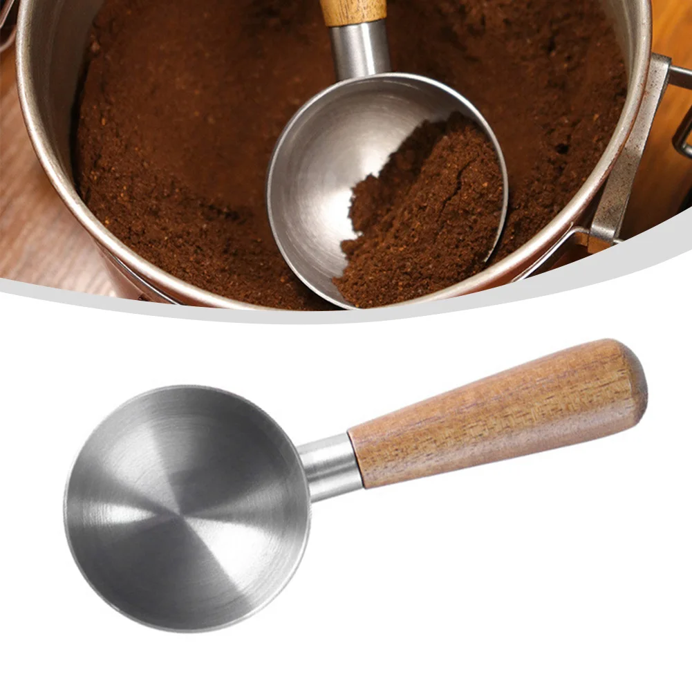 Stainless Steel Coffee Spoon With Wooden Handle 12g Measuring Spoon Anti-overflow Mini Soup Milk Pot Anti-scalding Kitchen Tool