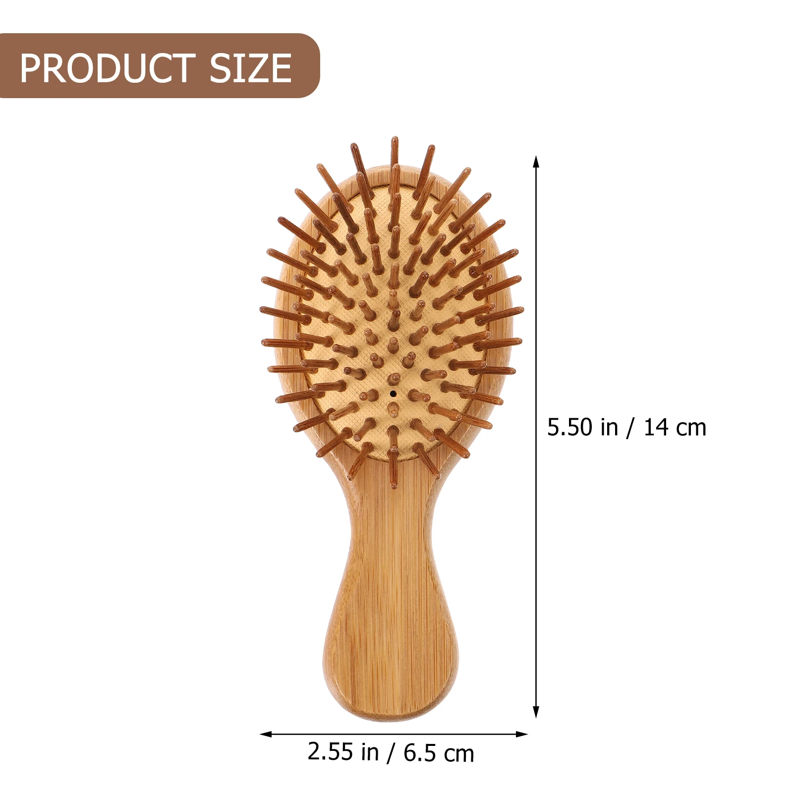 

2 Pcs Comb Bamboo Anti-static Hairbrush Scalp Massager 86mm Round Needle Travel Size Improve Hair Growth Prevent