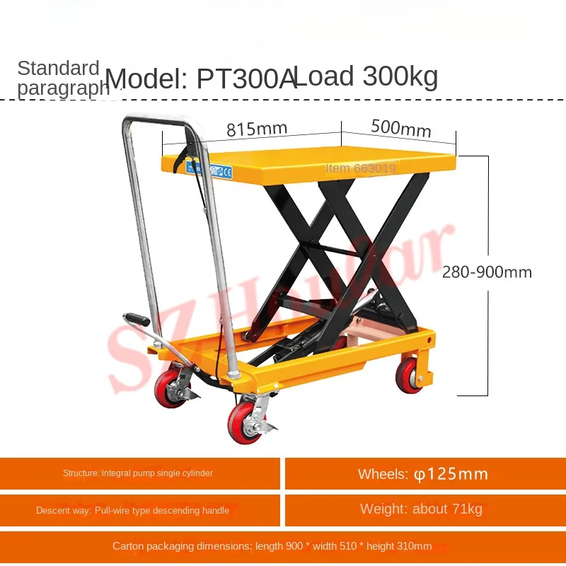 Oferta specjalna Ręczna platforma PT150PTS500PTD1000 Ręczny wózek hydrauliczny do podnoszenia platformy formy