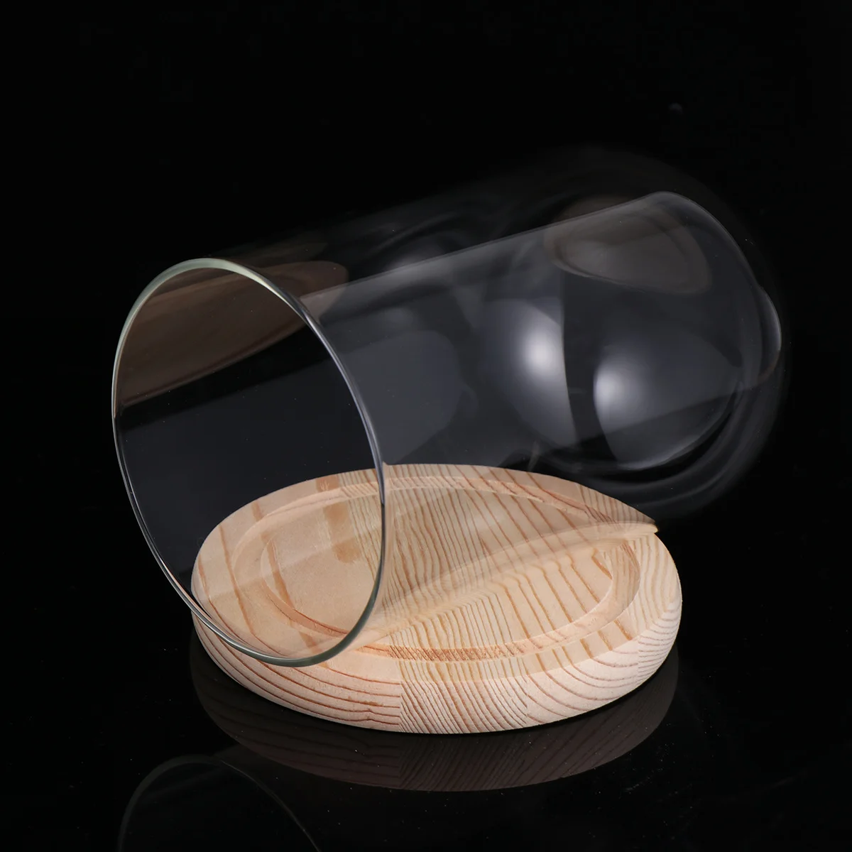 

CHILDWEET Glass Dome Jar 9x15cm Wooden Base Eternal Flower Display Landscape Craft Valentine Gift