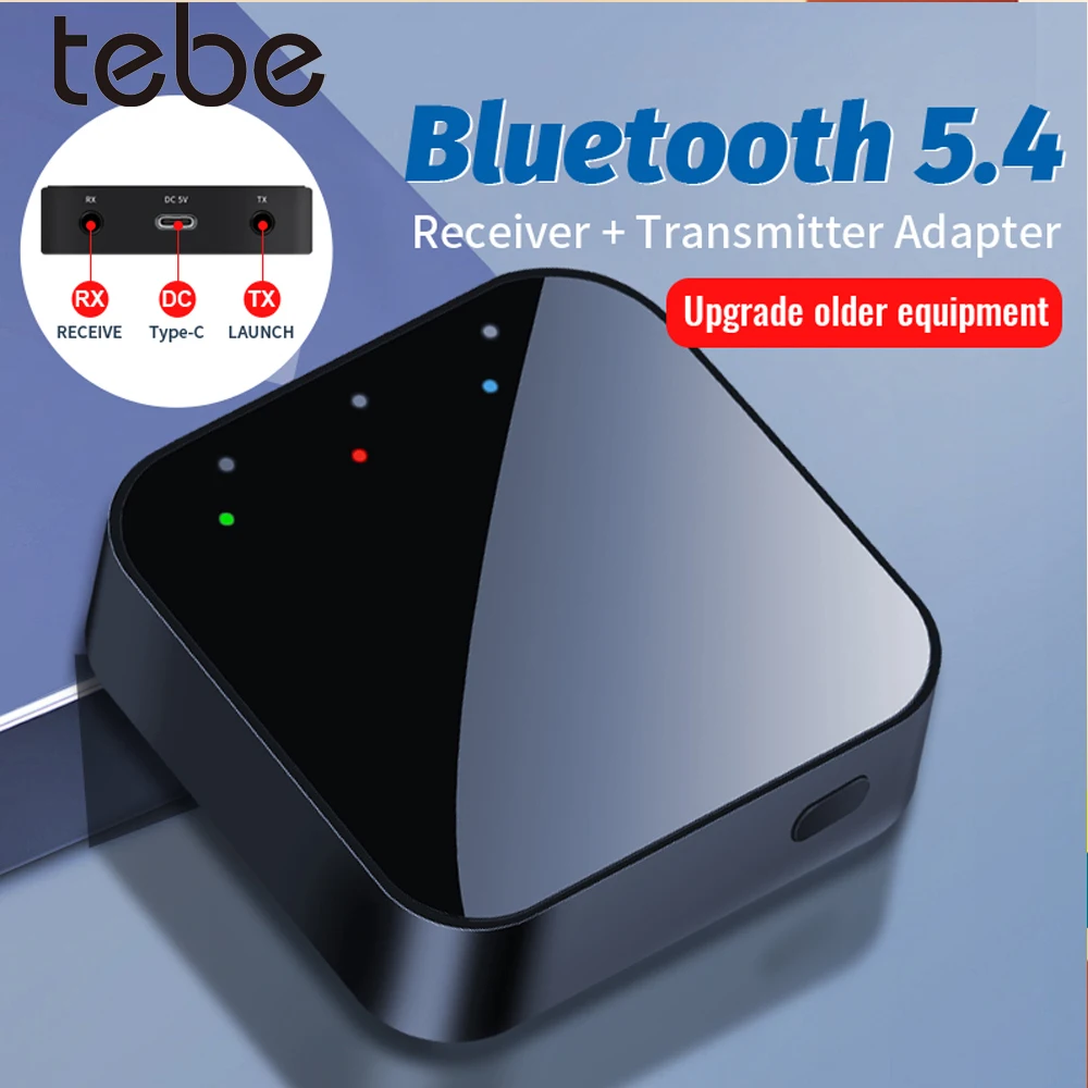 Tebe 2 IN 1 Bluetooth 5.3 Audio Receiver Transmitter 3.5mm Aux Wireless Music Adapter for Car TV Speaker Headphones Laptop