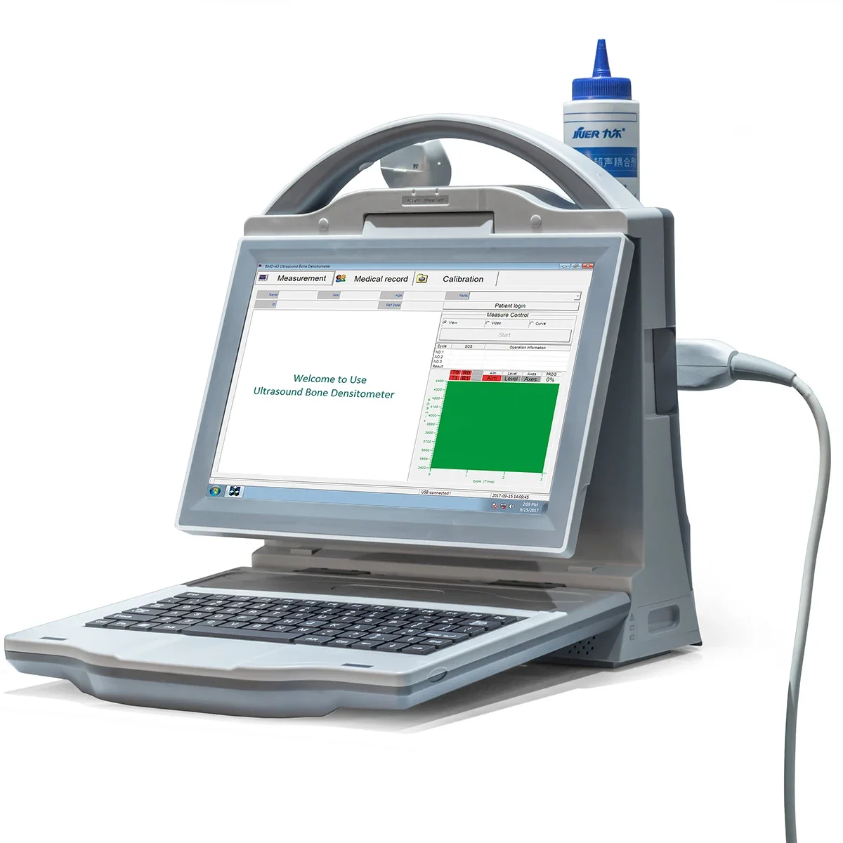 Portable ultrasonic densitometer electronics for accurate bone density measurement