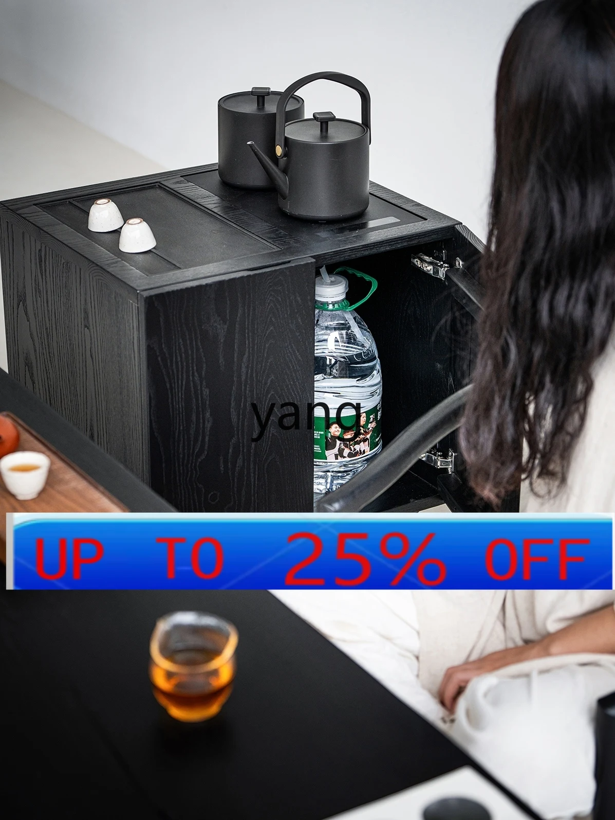 

LMM Tatami Tea Table Solid Wood Short Tea Cabinet Home Balcony Mobile Automatic Water Feeding