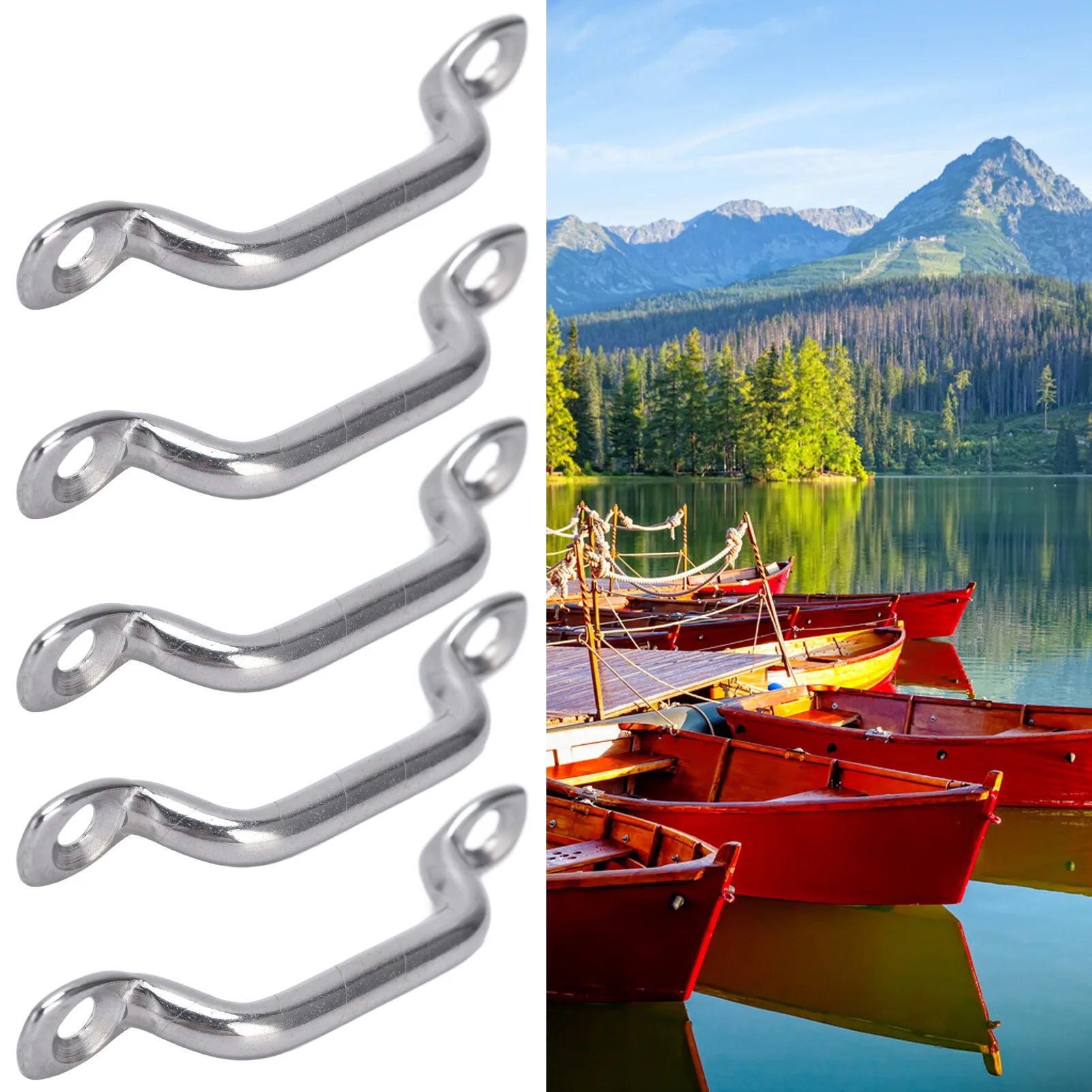 10Pcs Boat Top Pad Eye Deck Loop Tie Down 316 Stainless Steel Set Kit For Fixing