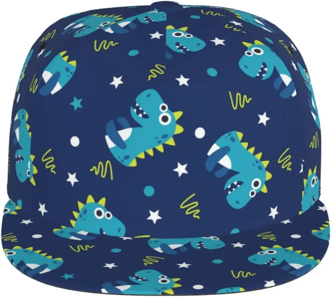 Cute Cartoon Dinosaur Adjustable Snapback Hat for Men and Women Sun Cap, Hip Hop Cap Baseball Cap Flat Bill Brim Hat