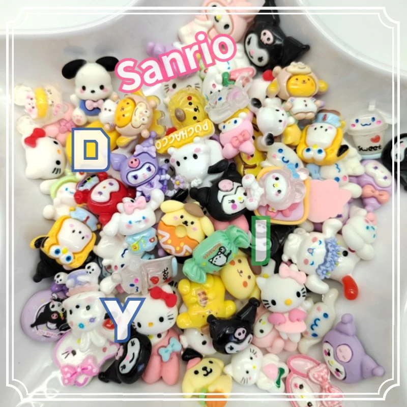 Cartoon Anime Sanrio Resin Patch Cute HelloKitty Melody Cinnamon cos Handmade DIY Phone Case Keychain Hairclip Girl Accessories