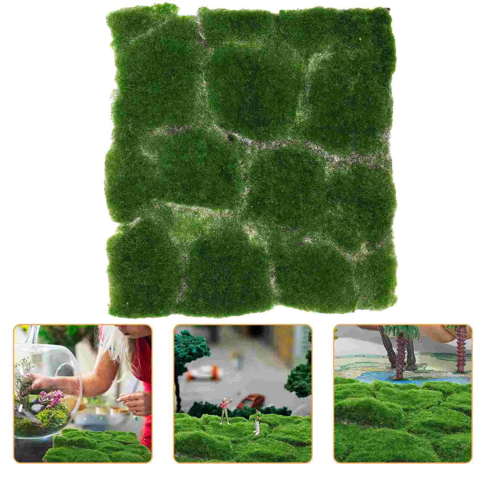 Simulated Fake Moss Home Accessories Lawn Quilting Squares Imitation Grass Decor Props Lifelike Mat Glass Bottle