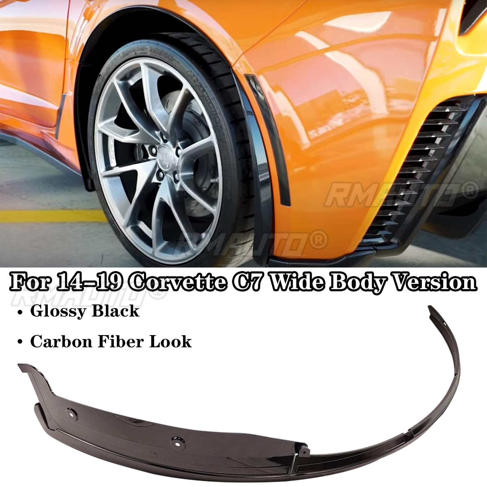 

For Chevrolet Corvette C7 Wide Body Version 2014-2019 a Pair(Left and Right) Rear Wheel Eyebrows Fender Flares Carbon Fiber Look