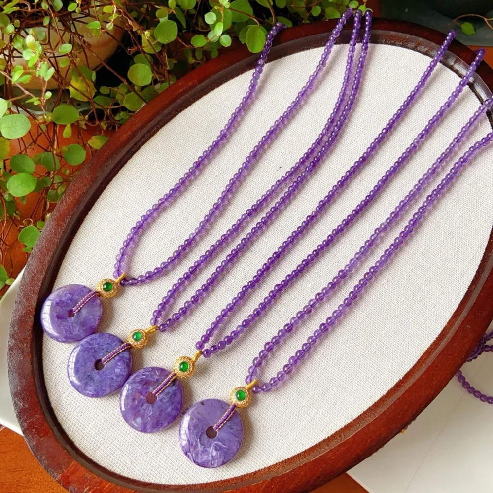 26mm-natural-charoite-quartz-necklace-clavicle-lady-fashion-jewelry-healing-fengshui-lucky-gift-1pcs