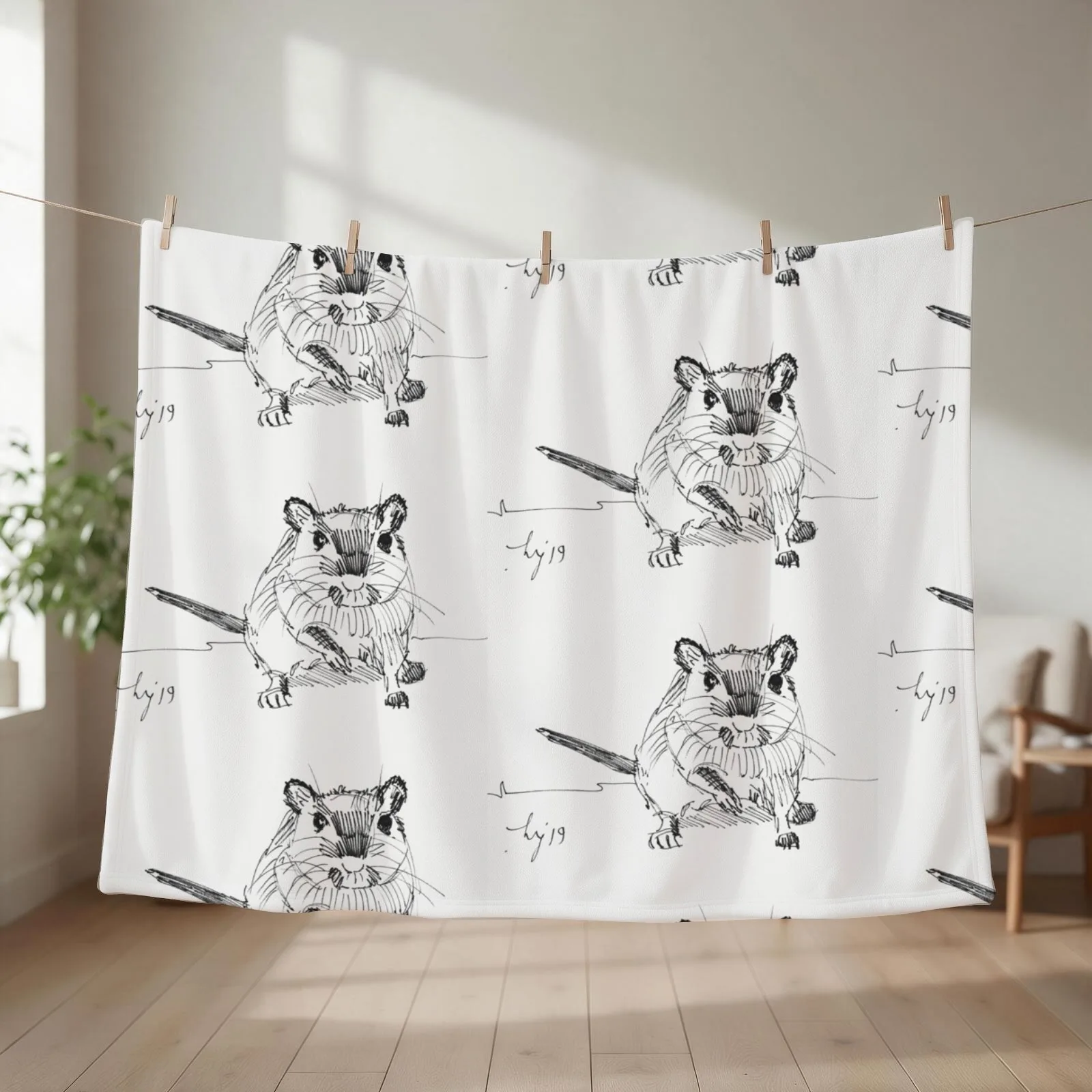 Gerbil illustration Throw Blanket For Baby Thins Thermal Hairys Blankets