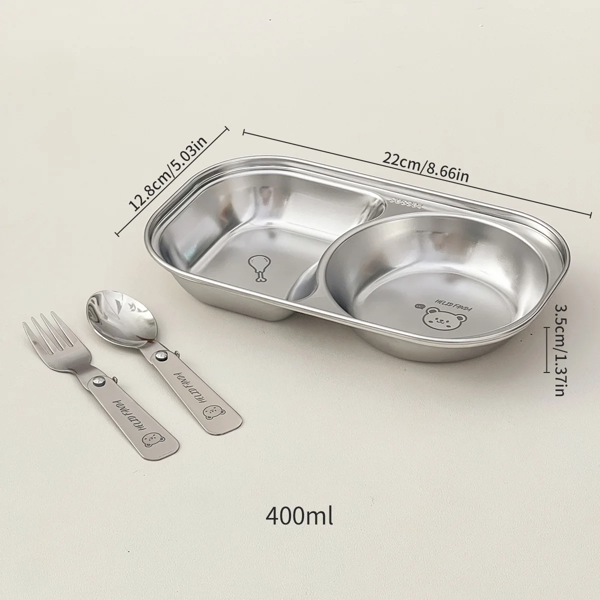 WORTHBUY Mini Schattige Kinderen Dinerbord 304 Roestvrij Staal Verdeelde Voedsel Borden Gerechten Fruitsalade Borden Keuken Servies