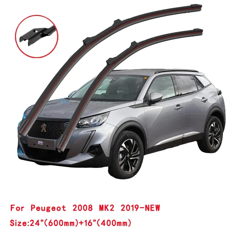 

For Peugeot 2008 MK1 MK2 2012-2024 Car Windshield Wiper Blade Front Windscreen Brushes Washer Accessories Window Cleaning Parts