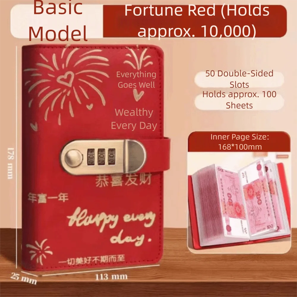 

PU 100 Envelopes Money Saving Challeng Large Capacity With Password Lock Mini Binder Savings Challenge Save Money Waterproof