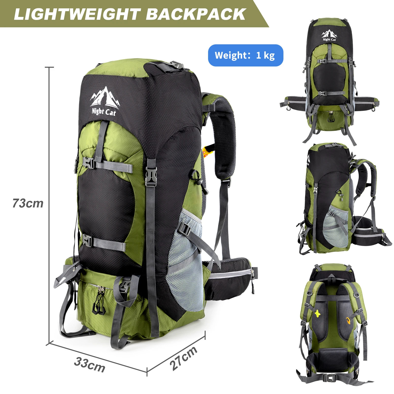 Night Cat plecaki górskie 70L Camping Backpacking Packs dla mężczyzn kobiety lekki Outdoor do podróżowania, bez wewnętrznej ramy