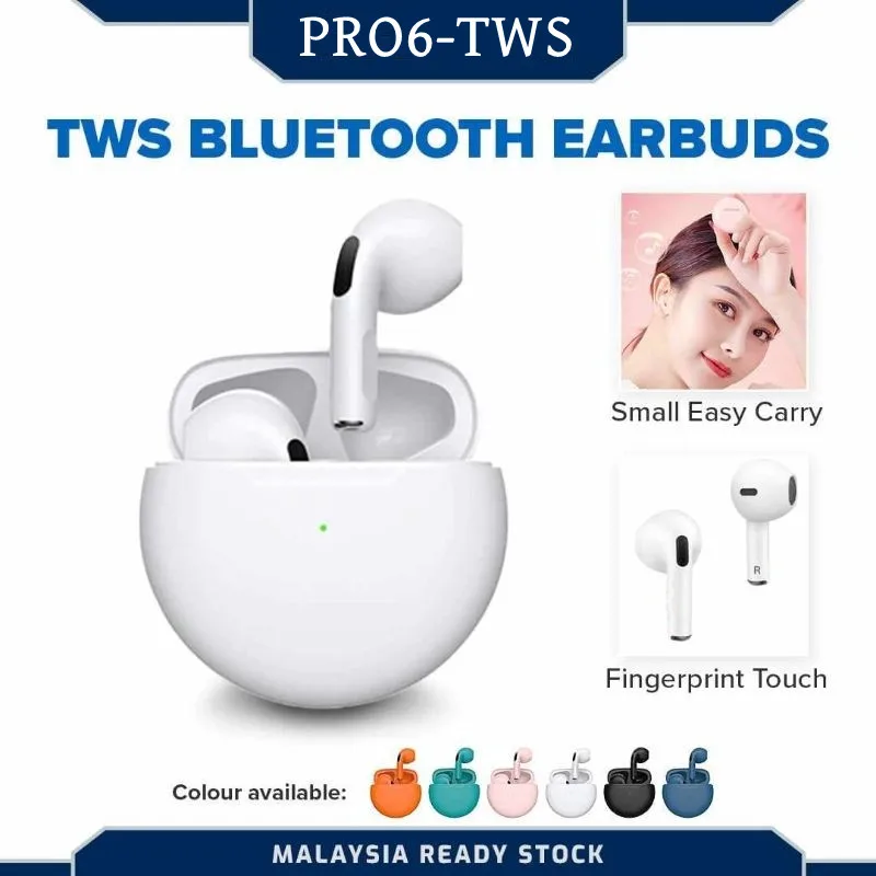 TWS Pro6 Wireless Headphones Bluetooth Earphones Earbuds Ear Bods Stereo Sport Waterproof Headset With Charging Box Microphone