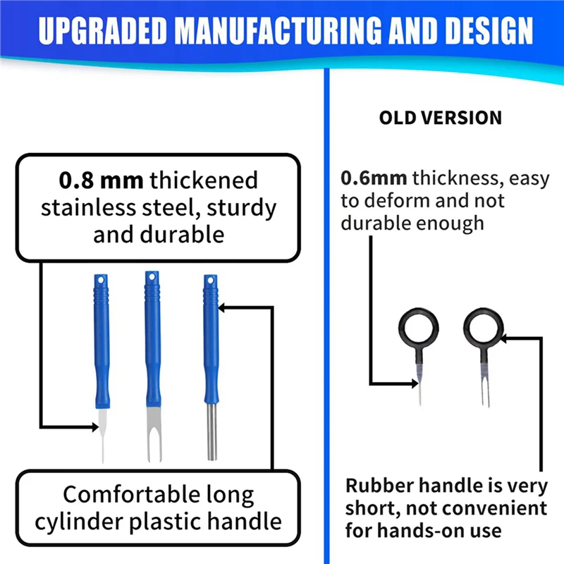 

【Best Selling】42Pcs Car Terminal Removal Tool Kit Cable Plug Remove Puller Electrical Wire Crimp Connector Pin Extractor Blue