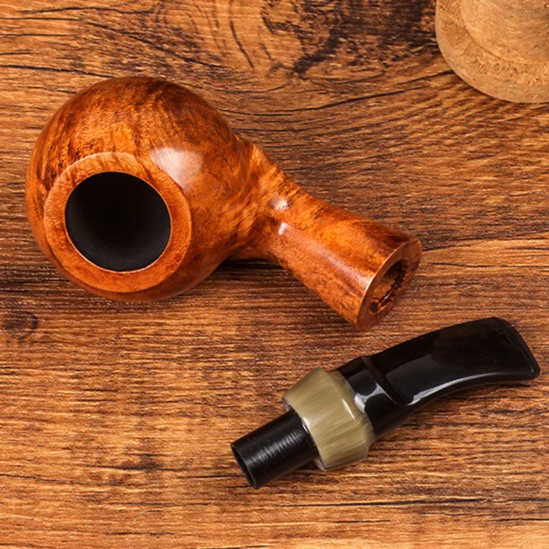 High Quality Tobacco Wood Smoking Pipe Briar Hand-made Pipe Portable Hand Pipe 9MM Activated Carbon Filter Pipe